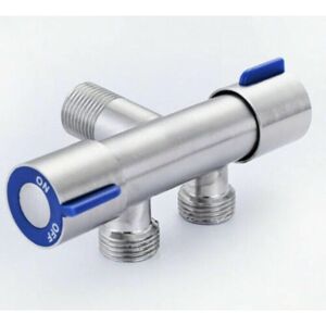 AlwaysH Stainless Steel Double Handle Bathroom Washing Machine Water Tap Dual Control One Inlet Two Outlet Angle Valve