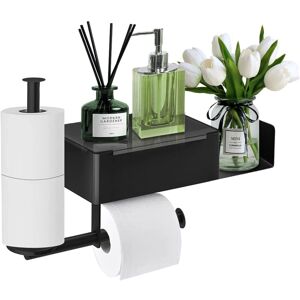 Toilet Paper Holder, Wall Mounted Toilet Paper Holder No Drilling with Shelves and Wet Wipes Box, Toilet Paper Holder with 2 Holders - Alwaysh