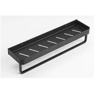 Alwaysh - Towel Rack, Square Bathroom Shelf with Towel and Wall Mounted on Rail, Solid Aluminum Alloy Matte Black Finish, 30cm