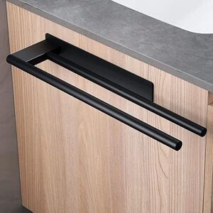 Alwaysh - 304 Stainless Steel Self Adhesive Towel Bar No Drilling Black Double Towel Holder 39cm