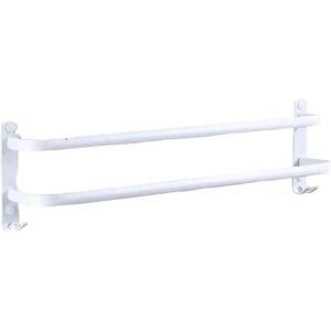 Alwaysh - Bathroom Towel Rack Without Drilling White Wall Mounted Towel Holder with 2 Hooks Aluminum Towel Bar Kitchen White 2 Layers 50cm