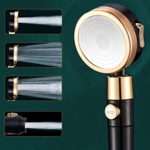 Alwaysh - Shower Head, Water Saving Anti-Limescale Shower Head, High Pressure Bathroom Shower Head with 3 + 1 Modes and Filter, One Key Water Stop