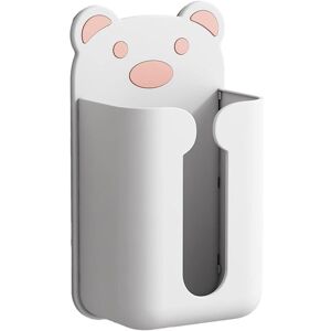 ALWAYSH Tissue Box Modern Plastic Tissue Box Wall Mounted Tissue Dispenser Holder and Trash Bag Holder for Kitchen, Holds 100 Tissue Boxes (White Bear Pink)