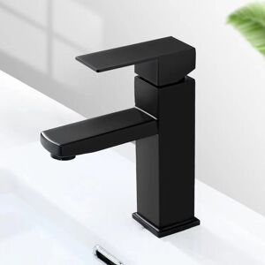 Alwaysh - Black washbasin mixer stainless steel single lever hot and cold water with hoses included black bathroom faucet black washbasin faucet