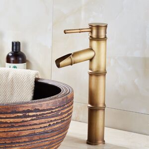 Alwaysh - High Bamboo Faucet, Waterfall Basin Mixer Tap Single Handle Basin Faucet, Hot and Cold Water Single Hole Faucet Available, Bronze Bathroom