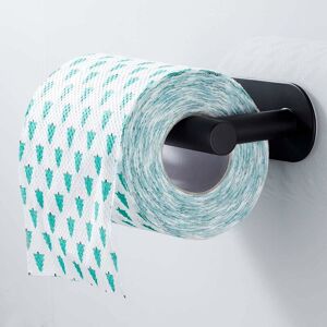 ALWAYSH Stainless Steel Self Adhesive Wall Mounted Toilet Roll Holder, 3M Sticker Toilet Paper Holder for Bathroom Kitchen Office Hotel 155mm (Black)