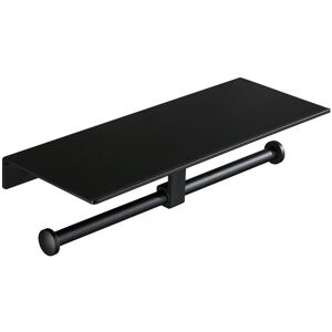 Toilet Paper Holder Black Double Roll Toilet Paper Holder No Punching Toilet Tissue Box Mobile Phone Holder Hotel - Alwaysh