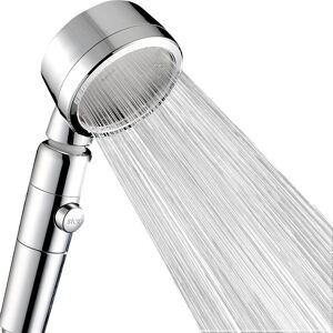 Alwaysh - Water-saving shower head with filter, 3 types of jets and shower head with stop button, water-saving high-pressure fan, chrome