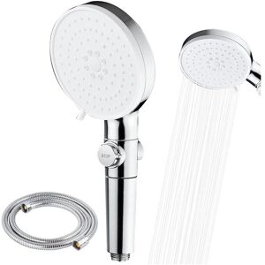Linghhang - Anti-Limescale Shower Head High Pressure Adjustable Shower Head 5 Modes with 1.5m Hose Chrome