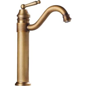 Ymyny - Antique Brass Bathroom Sink Faucet, Vintage Style Tall Faucet mumu