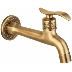 Dewdat - Antique Brass Faucet Handle Laundry Bathroom Wall Mounted Washing Machine Faucet Outdoor Garden Single Hose Cold Faucet