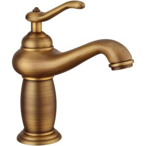 GOTRAYS Antique Bronze Bathroom Sink Faucet Solid Copper Brass Mixer Tap,19.5cm Bronze