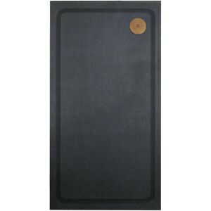 Gravahaus - Aquadart Luxury Black Slate Effect Shower Tray - Brushed Brass Waste - Rectangular - 1700 x 800mm