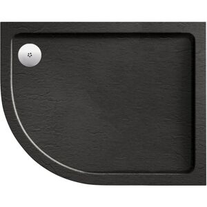 GRAVAHAUS Aquadart Luxury Black Slate Effect Shower Tray - Standard Chrome Waste - Offset Quad - LH - 1200 x 900mm