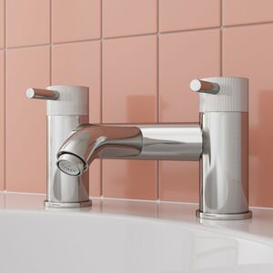 Aquari - Chrome Bath Mixer Tap Bathroom Filler Round Twin Lever Modern Luxury Fluted