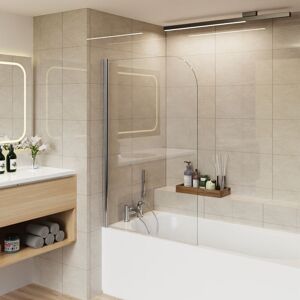800x1400 Pivot Bath Shower Screen 6mm Easy Clean Glass Screen Reversible Door Panel Round Chrome - Aquariss