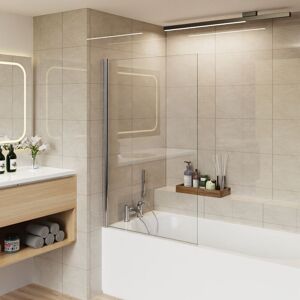 800x1400 Pivot Bath Shower Screen 6mm Easy Clean Glass Screen Reversible Door Panel Square Chrome - Aquariss