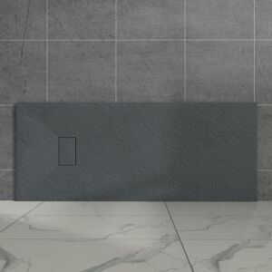Aquariss - Anthracite Rectangular Shower Tray Slate Effect smc Slip-Resistant Shower Base 1700x700mm with Waste