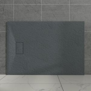 Aquariss - Anthracite Rectangular Shower Tray Slate Effect smc Slip-Resistant Shower Base 1400x900mm with Waste