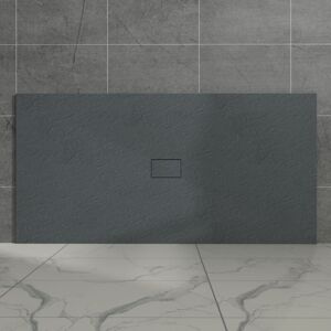 Aquariss - Anthracite Rectangular Shower Tray Slate Effect smc Slip-Resistant Shower Base 1800x1000mm with Waste