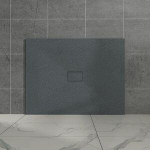 Aquariss - Anthracite Rectangular Shower Tray Slate Effect smc Slip-Resistant Shower Base 1200x1000mm with Waste