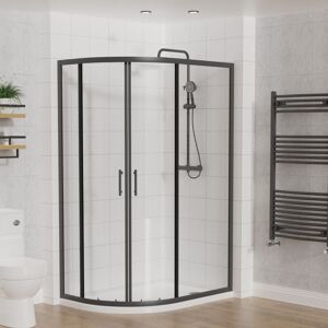 Offset Quadrant Shower Enclosure Matt Black 1200x800 - Aquariss