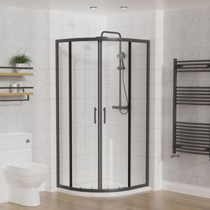 Offset Quadrant Shower Enclosure Matt Black 900x800 - Aquariss