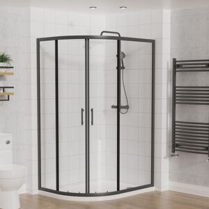 Offset Quadrant Shower Enclosure Matt Black 1200x900 - Aquariss