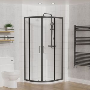 Offset Quadrant Shower Enclosure Matt Black 900x760 - Aquariss
