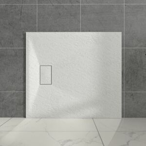 Aquariss - White Rectangular Shower Tray Slate Effect smc Slip-Resistant Shower Base for Enclosures 1000x900mm with Waste