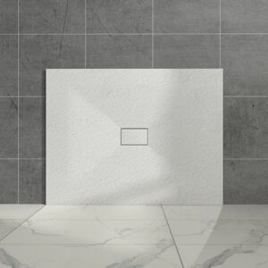 Aquariss - White Rectangular Shower Tray Slate Effect smc Slip-Resistant Shower Base for Enclosures 1300x1000mm with Waste
