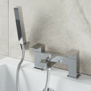 Architeckt - Chrome Bathroom Bath Shower Mixer Filler Tap Brass Square with Handset & Hose