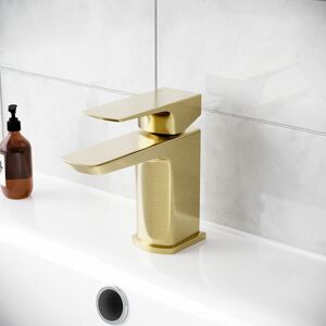 Nes Home - Astra Cloakroom Brushed Brass Square Basin Mono Mixer Tap
