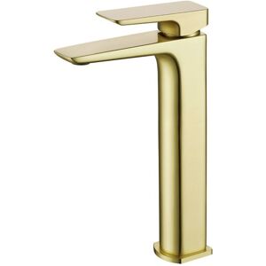 Nes Home - Astra Countertop Brushed Brass Tall Square Basin Mono Mixer Tap