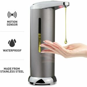 HOOPZI Automatic soap dispenser with inco.ukared sensor in stainless steel Touchless electric soap dispenser with waterproof base and visible window for