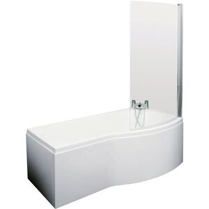 Balterley - Right Hand Shower Bath Bundle - Includes Tub, Curved 6mm Safety Glass Bath Screen and Front Panel - 1500mm