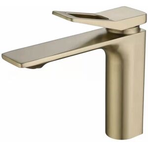 Cyslmuk - Basin Faucet, Gold Bathroom Faucet, Brushed 304 Stainless Steel, Anti-Scald Basin Faucet, Hot and Cold Faucet, Hose Not Included