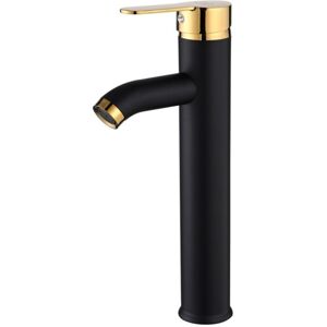 Linghhang - Basin Faucet Hot and Cold Water Sink Bathroom Faucet Black Gold High Elbow Single Handle