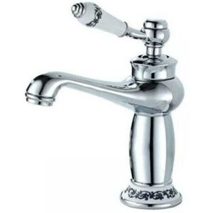 Cyslmuk - Basin faucet Single handle bathroom faucet Basin faucet Ceramic floral decoration Bathroom basin faucet Basin faucet, chrome