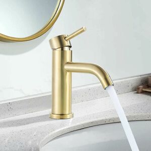 Dewdat - Basin mixer Single handle bathroom faucet brass tube hot and cold water sink faucet brushed gold