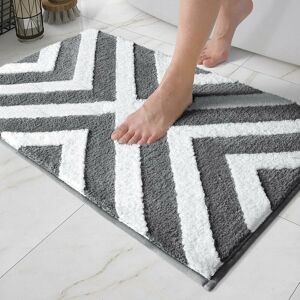 HOOPZI Bath Mat 40 x 60 cm,Non Slip Bathroom Mat Soft and Water Absorbent Bath Rug,Machine Washable Durable Floor Mat,Dark Grey