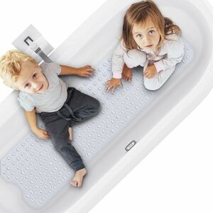 Hoopzi - Bath mat, anti-mold, non-slip, pebbles, with suction cup, bathroom, extra long, machine washable, hand washable 100 x 40 cm