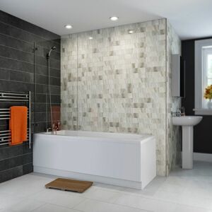 Ceramica - 1600x700mm Bathroom Single Ended Curved Bath Shower Screen with Front Panel