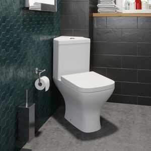 AQUARI Corner Close Coupled Bathroom Toilet White Ceramic wc 358mm Square Space Saving Pan with Soft Close Seat
