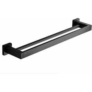 AlwaysH Bathroom Double Towel Rack, Black Wall Mounted Towel Bar, Stainless Steel Bathroom Towel Holder Kitchen Towel Holder, 40cm,390g