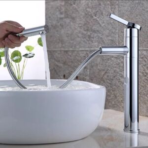 Cyslmuk - Bathroom Faucet, 360° Swivel Basin Mixer Tap, High Spout, Extendable, Suitable for Washbasin, Chrome Brass Basin Mixer Tap