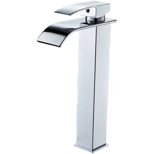 Tonchean - Bathroom faucet, high waterfall sink mixer, modern design rectangular basin faucet, water saving ceramic valve, high quality chrome metal.