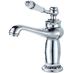 TINOR Bathroom Faucet Single Lever Sink Mixer Tap Ceramic Floral Decoration Bathroom Sink Faucet Sink Faucet, Chrome