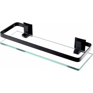 Dewdat - Bathroom Glass Shelf Aluminum Black Shower Shelf Extra Thick Tempered Glass Rectangular 1 Tier Basket Wall Mounted