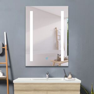 Acezanble - Bathroom Mirrors with Lights,500x700mm with Demister Pad,Single Touch Sensor,IP44,Portrait or Landscape-Strip